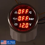 52MM 3 In 1 Digital Water Temperature Oil Pressure Gauge Voltmeter For Car Boat. Fixed Price $20.99.