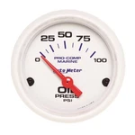 Autometer Ultra-lite 2-1/16IN Electric 100 Psi Oil Pressure Gauge Marine White. Fixed Price $56.17.