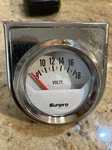 Sunpro 2" Voltmeter 0-18 White, Chrome Bezel Used With Mounting Bracket. Fixed Price $15.75.