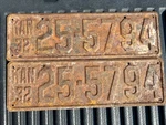 Vintage 1932 Original Kansas Auto License Plates Pair Set 25-5794 Car. Fixed Price $69.00.