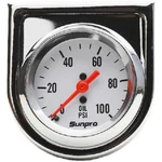 Sunpro 2" Mechanical Oil Pressure Gauge 0-100 Psi White, Chrome Bezel New CP8206. Fixed Price $24.99.