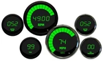 Complete Universal 6 Gauge Set Green Leds Black Bezels Multi W Senders. Fixed Price $428.56.