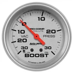 Autometer Ultra-lite Mechanical Boost/vacuum Gauge 2 5/8" Dia Silver Face 4403. Fixed Price $115.98.