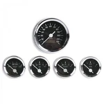 5 Gauge Set Sae American Classic Black, White Vintage Needles, Chrome Rings. Fixed Price $257.00.
