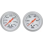 Speedway 2-5/8 Inch Oil Press And Water Temp Gauge Kit, Backlit White Face. Fixed Price $67.99.