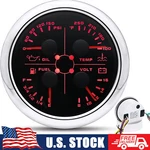 4 In 1 Gauge 85MM Fuel Level Water Temp Oil Pressure Psi Voltmeter For Boat Us. Fixed Price $38.81.