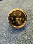Stewart Warner Oil Pressure Gauge 2 5/8 Curved Glass Crescent Moon Pointer. Fixed Price $125.00.
