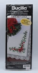 Bucilla Counted Cross Stitch Kit Holiday Holly Tablerunner #84031 Crochet Edge. Fixed Price $12.74.