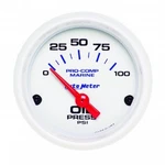 Autometer 200758 Oil Pressure Gauge, Electric-marine White 1/16", 100PSI. Fixed Price $68.77.