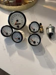 Vdo Gauges Cockpit White Vintage Oil Temp Speedometer Volt Fuel With Sensors. Fixed Price $125.00.