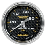 Autometer 200790-40 2-1/16" Carbon Fiber 100 Psi Mechanical Oil Pressure Gauge. Fixed Price $106.15.