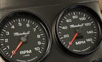 Marshall 5" In-dash Speedo And Tach, Black Dial, Bezel, 2053BLK, 2054BLK. Fixed Price $320.00.