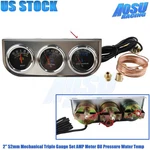 Triple Gauge Set Oil Pressure Amp Meter Water Temp Mechanical Pointer 2'' 52MM. Fixed Price $34.50.