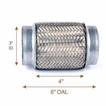 Exhaust Flex Pipe Stainless Steel Double Braid 3" 6" Oal 30006D. Fixed Price $11.19.