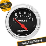 Auto 2592 Traditional Chrome Electric Voltmeter Gauge, 2-1/16", 8-18V. Fixed Price $84.50.