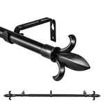 Classic Forged Iron Fleur De Lis Window Drapery Rod Set 3/4", 28"-120". Fixed Price $33.29.